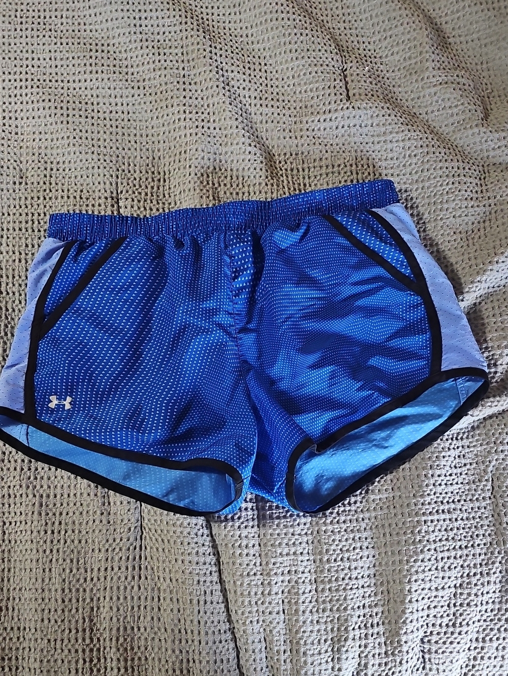 Under Armour Women's Blue Running Shorts with Black Trim – Size M